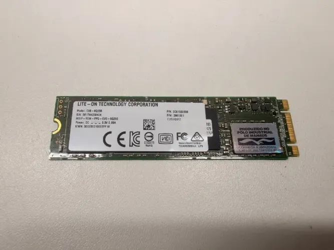 SSD M.2 SATA 256GB Lite-On CV6 2280 ate 12x no cartao