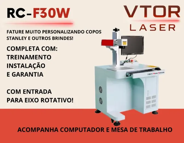 Máquina de gravação a laser Fiber 30W + instalação, treinamento e garantia!