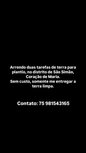 Arrendo 2 tarefas de terra para plantio.