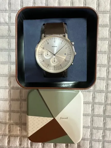 Relógio Fossil Cronógrafo Minimalista Couro (dress) - Com Caixa - Excelente Estado
