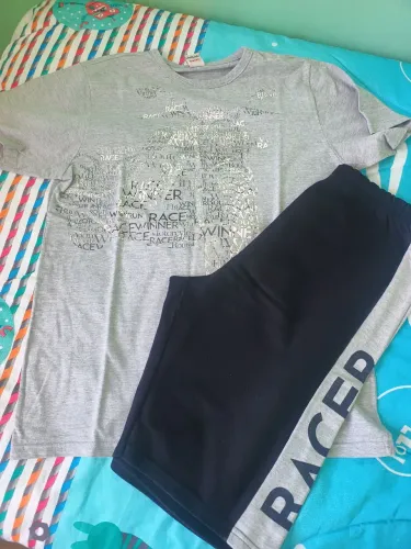 Conjunto camiseta e bermuda juvenil tamanho 18
