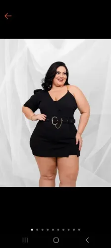 Macaquinho preto plus size serve 48 50 com cinto com laycra