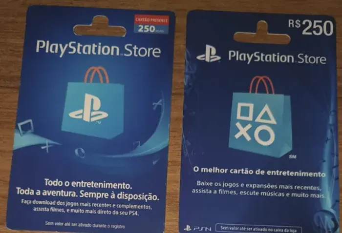 Cartões da PlayStationStore de R$250 novos