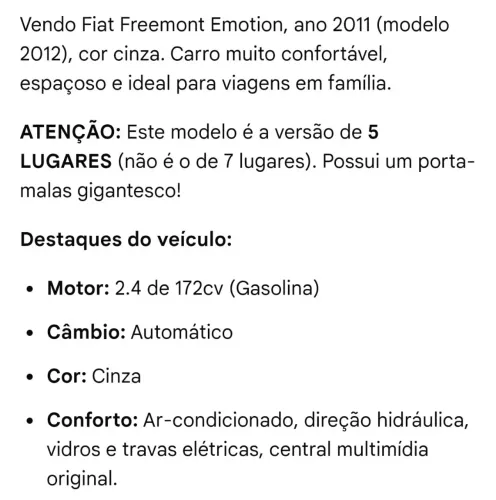 Fiat Freemont 2.4 16V 5P Aut. 2012