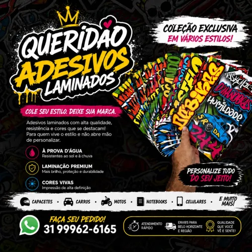 Cartela de adesivos laminados 