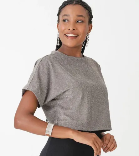 Blusa cropped brilho lurex nova