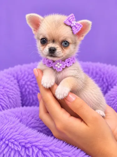 Chihuahua fêmea Red Merle olho azul pedigree