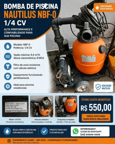 Bomba de piscina nautilus nbf-0 em otimas condições!!
