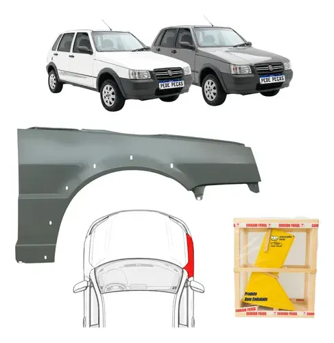 Paralama Fiat Uno Mille Way 2005 06 07 08 09 A 2013 Novo Ld