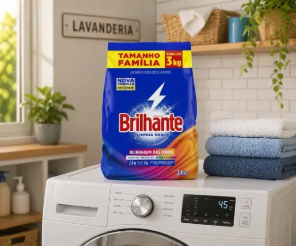Sabão em Pó Brilhante Limpeza Total - Tamanho Família 2,4kg
