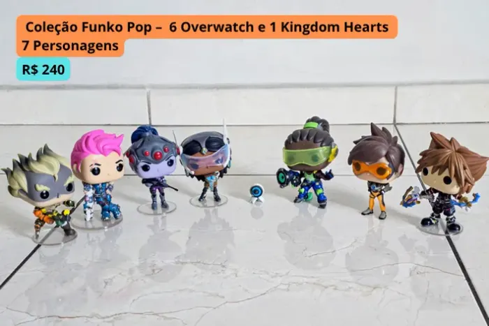 Coleção Funko Pop - 6 Overwatch e 1 Kingdom Hearts 7 Personagens