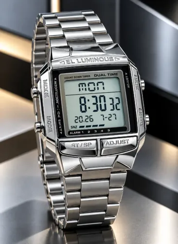 Relógio de pulso Digital Skmei El Luminous Aço Inox PROVA D'ÁGUA Novo
