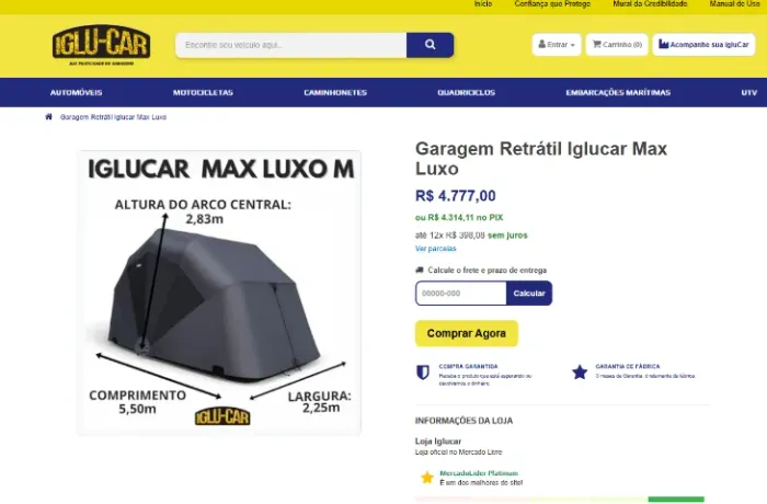 Garagem Retrátil Iglucar Max Luxo M