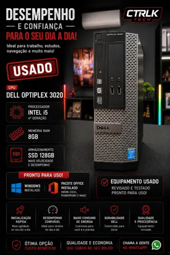 CPU Dell Optiplex 3020 - i5 4 Geração/ 8GB RAM / SSD 128GB