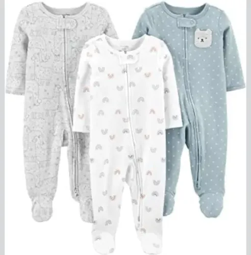 Kit 3 Macacões Carter's Bebê com Zíper e Pezinho - Estado de Novo (Usado 1 vez) 3-6 Meses