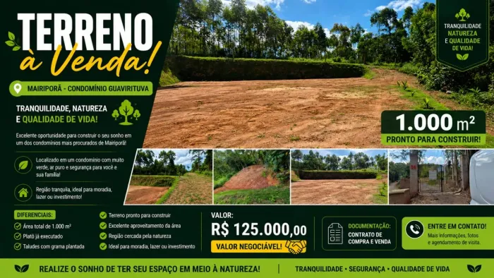 Terreno barato em excelente localização.