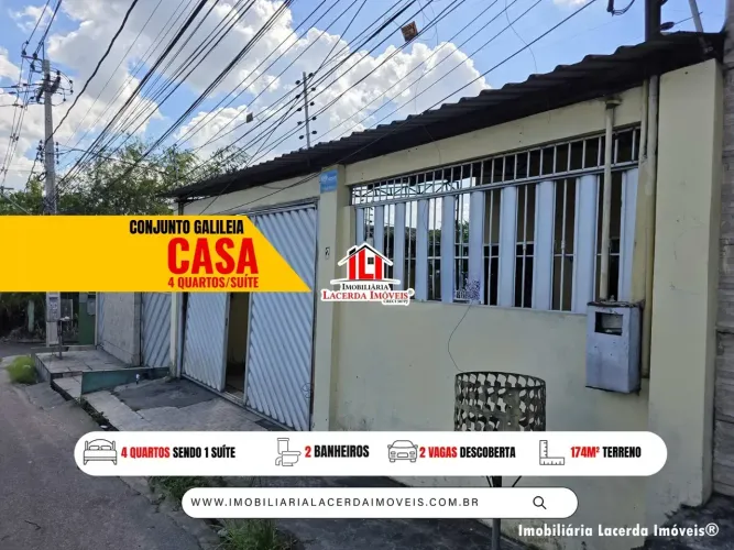 Casa Térrea no Cj Galileia com 4 Qts sendo 1 Suíte/ na Rua principal do Conjunto/ 02 Vagas