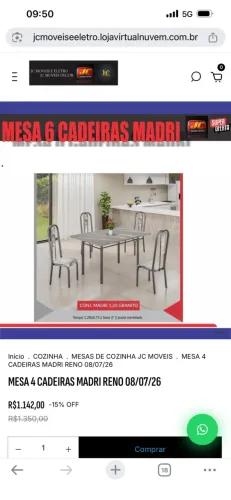 MESA MADRI 1,20M 4 CADEIRAS