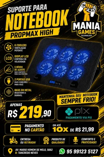 Suporte com cooler para notebook 