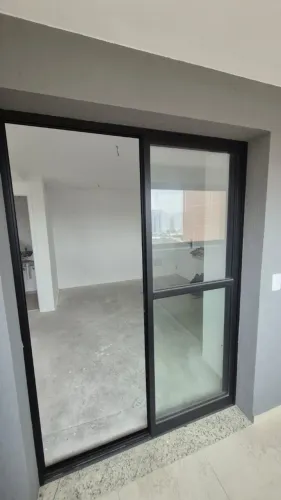 Porta de Correr Sala Alumínio Preto 2 Folhas Vidro Grande