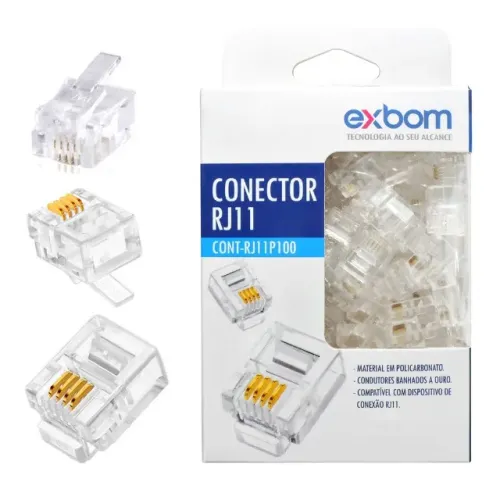 100 Conectores Rj11 para Telefonia cabo 2 pares (CCI)