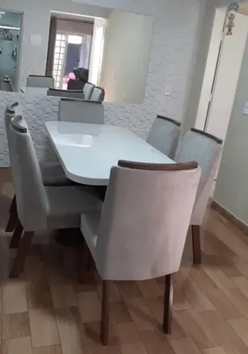 mesa de jantar 6 lugares com tampo de vidro 