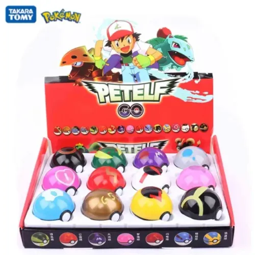 Pokebola Kit Com 12 Contendo 1 Pokémon e 2 Adesivos Aleatórios Cada Uma