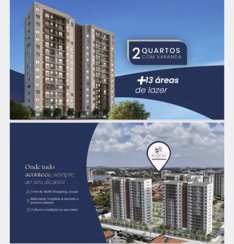 APT 019, Jóquei Condomínio Clube, apartamento com 02 quartos, 02 WC, varanda, lazer