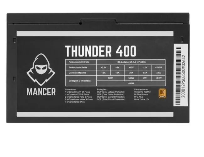 Fonte Mancer Thunder 400W - 80 Plus Bronze valor negociável 