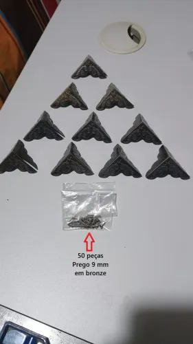 10 pç. Cantoneiras de aço para artesanato em madeiras - cor bronze envelhecido