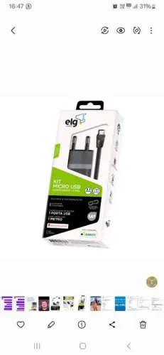 Kit Micro USB Carregador e Cabo 1 Metro