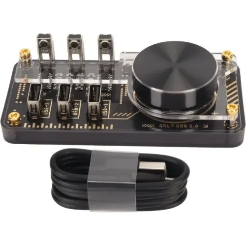 Controlador de áudio, botão de volume USB com 3 interfaces hub essencial EDC programável