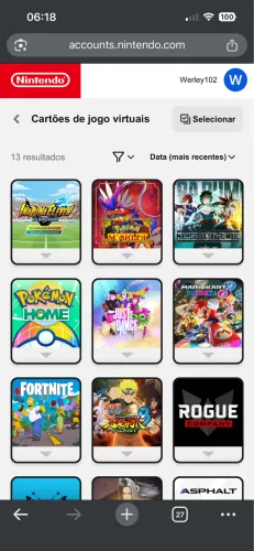 Jogos Nintendo digitais