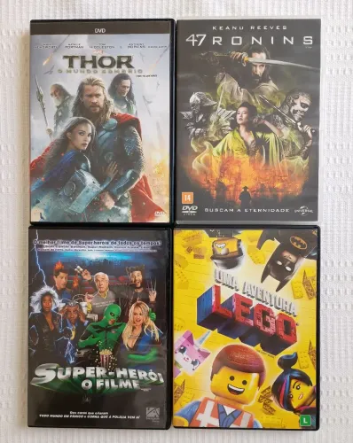 Lote de DVDs: Thor, 47 Ronins, Super Herói, uma aventura lego 