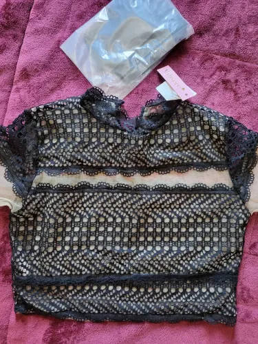 Blusa de renda preta Valisere