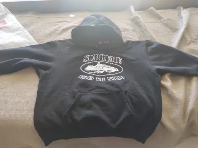 Corteiz x Supreme Moletom Rules The World Black tamanho xl 9.5/10