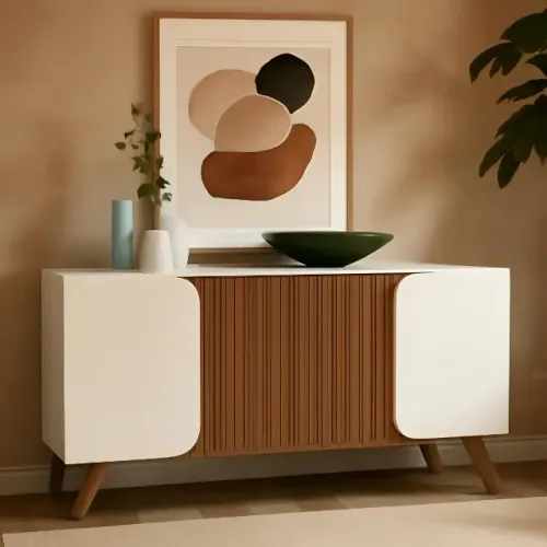 BUFFET ELEGANCE 4 PORTAS COM DETALHES CURVOS 1.60M