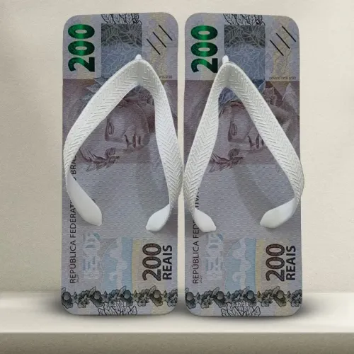 Chinelo Quadrado Masculino Estampa 200 Conto - Sandália Confortável - Presente Divertido