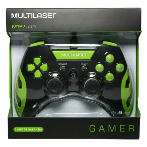 Controle Gamer Ps3/PC Preto/verde Multilaser Js091