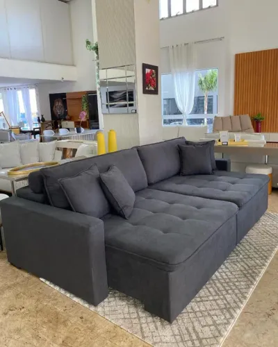 Sofá Cama Retrátil Cinza