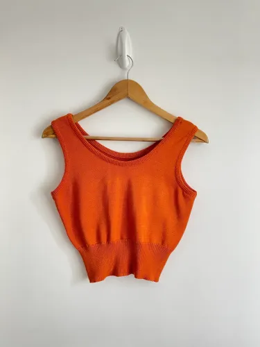Cropped tricô P / M laranja