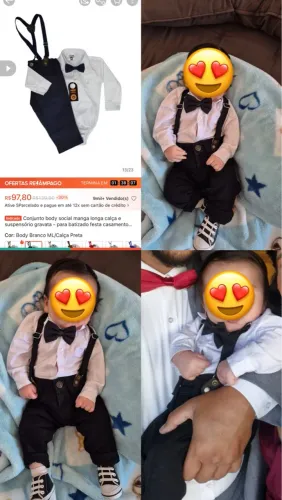 Roupa bebê batizado social gravata borboleta 