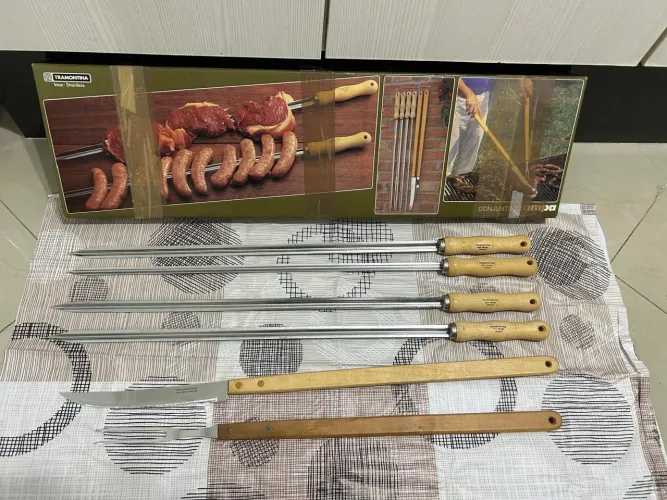 Conjunto de Espetos para Churrasco Tramontina - Inox - 6 Peças