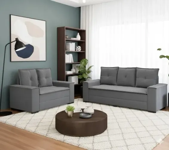 Conjunto estofados Sofá 2 e 3 lugares safira