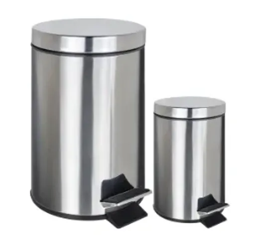 Kit Lixeiras Aço Inox 12l + 3l Pedal Anti-derrapante Balde