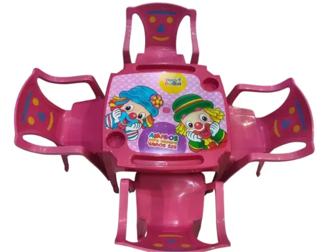 conjunto de mesa com 1mesa 4cadeiras ediçao patati patata rosa