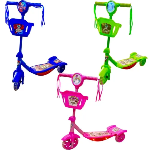 Patinete infantil c/luz de led, cestinha e som 