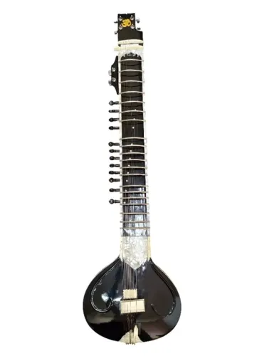 Sitar Indiano Semi-acústica Elétrica Compacta para viagem - Radha Krishna Sharma & CO.