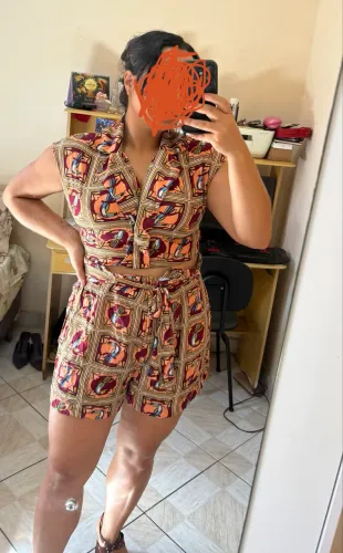 Conjunto estampa marrom tropical