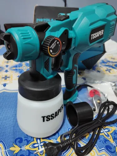Pistola De Pulverização Elétrica Para Pintura Hvlp Tssaper TP550 do 800mL cor azul-turques